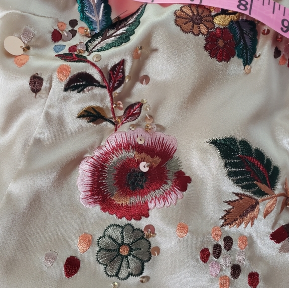 Vtg Y2K Retro Hollywood Glam Satin Sheath Dress Embroidered Bead Sequin Floral 4 - Picture 9 of 17